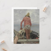 Visser in zijn boot (door Vincenzo Caprile) Kaart (Voorkant / Achterkant in situ)