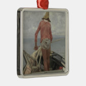 Visser in zijn boot (door Vincenzo Caprile) Metalen Ornament (Rechts)