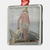 Visser in zijn boot (door Vincenzo Caprile) Metalen Ornament (Links)