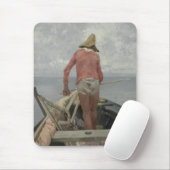 Visser in zijn boot (door Vincenzo Caprile) Muismat (Met muis)