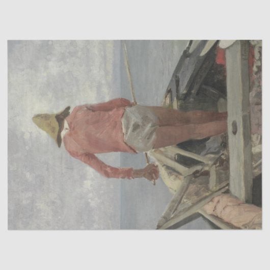 Visser in zijn boot (door Vincenzo Caprile) Tissuepapier (Voorkant)