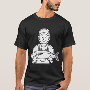 Visser met handschoenen die tonijn vasthoudt t-shirt