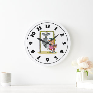 Visser met zijn vangklok grote klok