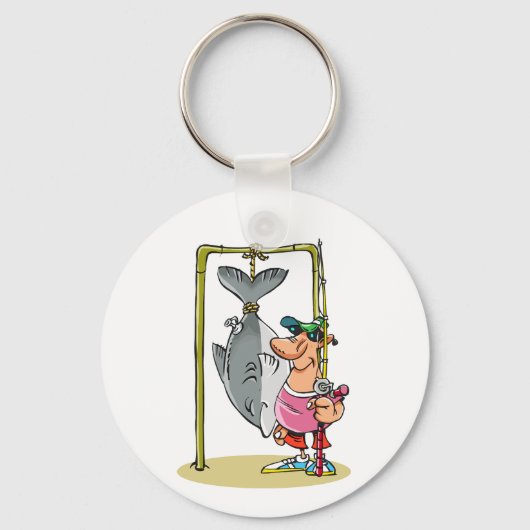 Visser met zijn vangst Sleutelhanger (Voorkant)