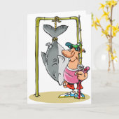 Visser met Zijn Wenskaarten van de Vangst Kaart (Gele Bloem)