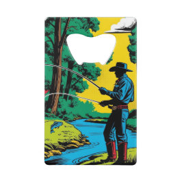 Visser op de Riverbank Creditkaart Flessenopener