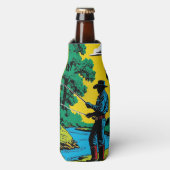 Visser op de Riverbank Flesjeskoeler (Fles Voorkant)