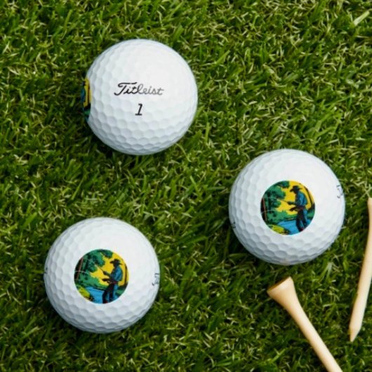 Visser op de rivieroever  golfballen