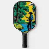 Visser op de rivieroever pickleball paddle (Voorkant)