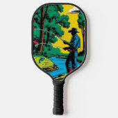 Visser op de rivieroever pickleball paddle (Achterkant)
