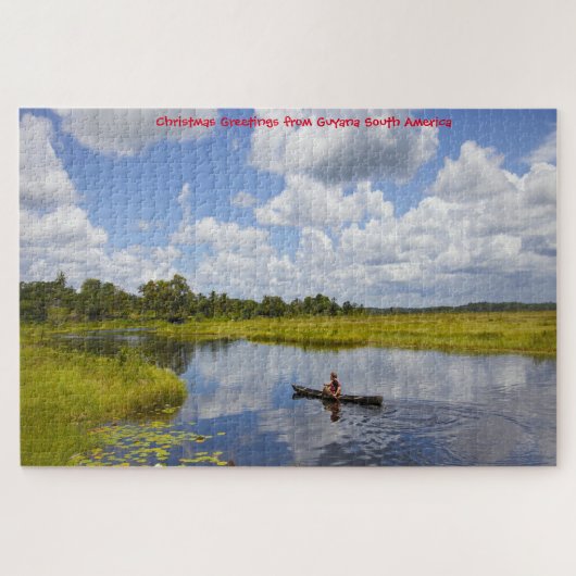 Visser op een meer in Guyana. Legpuzzel (Horizontaal)
