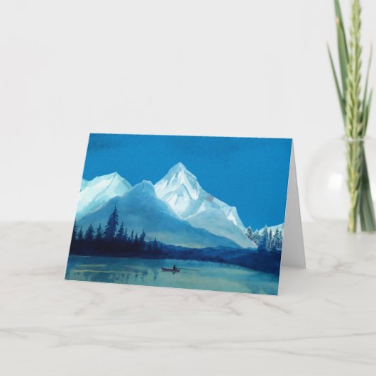 Visser op een Mountain Lake Vaderdag Kaart (Voorkant)