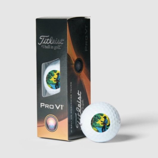 Visser op rivieroever  golfballen