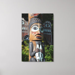 Visser op totempaal, Alaska Canvas Afdruk