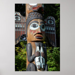 Visser op totempaal, Alaska Poster