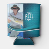 Visser Papa Blauwgroen Blue Waves Gepersonaliseerd Blikjeskoeler (Voorkant)