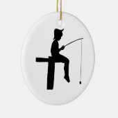 Visser Silhouet Jongen Keramisch Ornament (Rechts)
