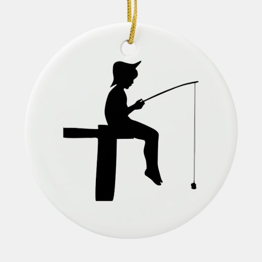 Visser Silhouet Jongen Keramisch Ornament (Voorkant)