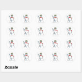 visser sneeuwman ronde sticker (Vel)