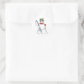 visser sneeuwman ronde sticker (Tas)
