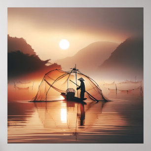 Visser uit Vietnam   Wereldkunstposter Poster