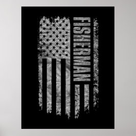 Visser USA Vlag Vervallen ontwerp Poster