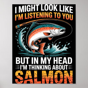 Visser Visser Hengelaar Denkt Aan Zalm Vissen Poster