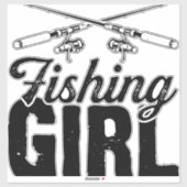 visser vrouw meisje vissen vissen sticker (Vel)