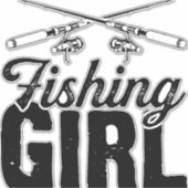 visser vrouw meisje vissen vissen sticker (Voorkant)