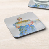 Visser waterverf schilderij visgeschenk voor hem bier onderzetter (Linkerzijde)