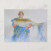 Visser waterverf schilderij visgeschenk voor hem briefkaart (Voorkant)