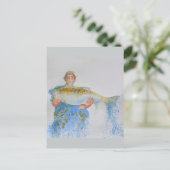 Visser waterverf schilderij visgeschenk voor hem briefkaart (Staand voorkant)
