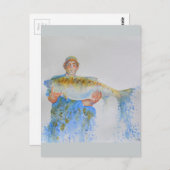 Visser waterverf schilderij visgeschenk voor hem briefkaart (Voorkant / Achterkant)