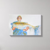 Visser waterverf schilderij visgeschenk voor hem canvas afdruk (Voorkant)