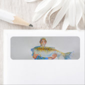 Visser waterverf schilderij visgeschenk voor hem etiket (Insitu)