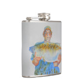 Visser waterverf schilderij visgeschenk voor hem heupfles (Rechts)