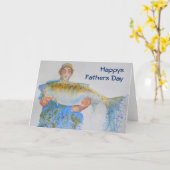 Visser waterverf schilderij visgeschenk voor hem kaart (Gele Bloem)