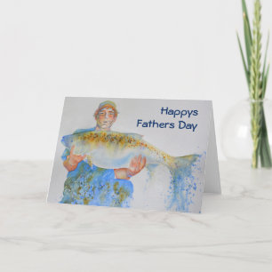 Visser waterverf schilderij visgeschenk voor hem kaart