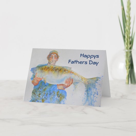 Visser waterverf schilderij visgeschenk voor hem kaart (Voorkant)
