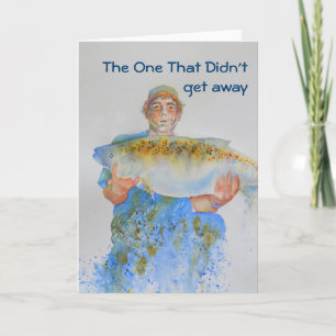 Visser waterverf schilderij visgeschenk voor hem kaart