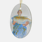 Visser waterverf schilderij visgeschenk voor hem keramisch ornament (Links)