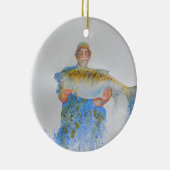 Visser waterverf schilderij visgeschenk voor hem keramisch ornament (Rechts)