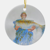 Visser waterverf schilderij visgeschenk voor hem keramisch ornament (Voorkant)