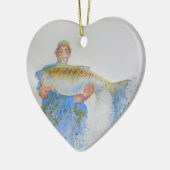 Visser waterverf schilderij visgeschenk voor hem keramisch ornament (Links)