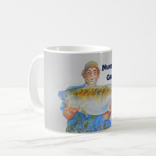 Visser waterverf schilderij visgeschenk voor hem koffiemok (Voorkant links)