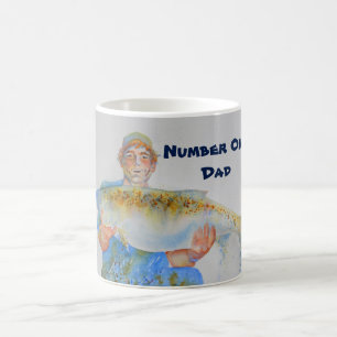 Visser waterverf schilderij visgeschenk voor hem koffiemok
