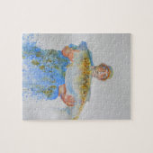 Visser waterverf schilderij visgeschenk voor hem legpuzzel (Horizontaal)