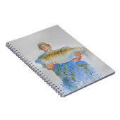 Visser waterverf schilderij visgeschenk voor hem notitieboek (Rechterzijde)