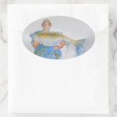 Visser waterverf schilderij visgeschenk voor hem ovale sticker (Tas)