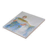 Visser waterverf schilderij visgeschenk voor hem tegeltje (Zijkant)